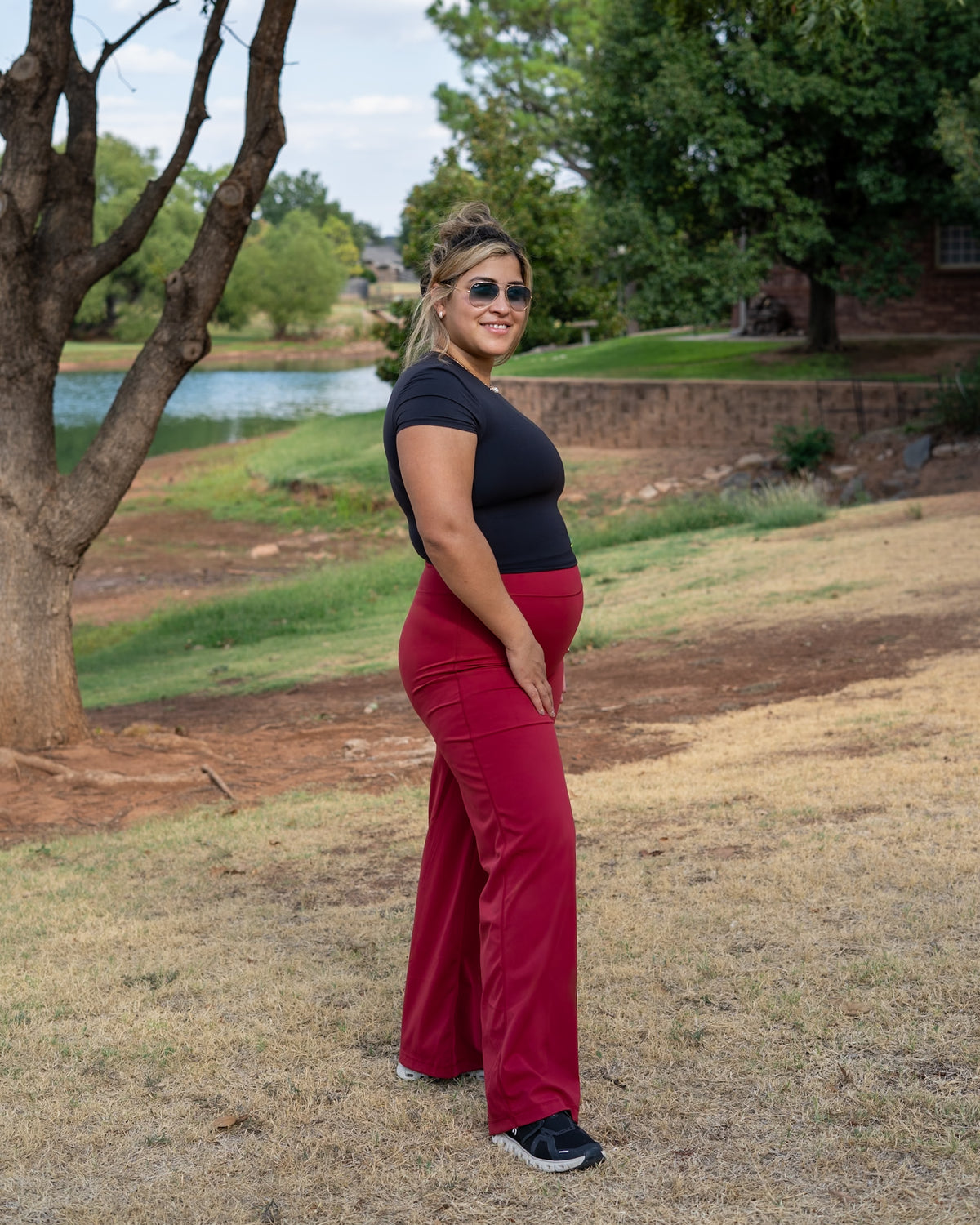 Reset Straight Leg Yoga Pants- Red