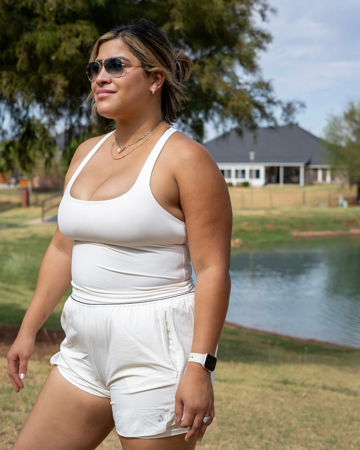 Pace Cropped Active Tank- White