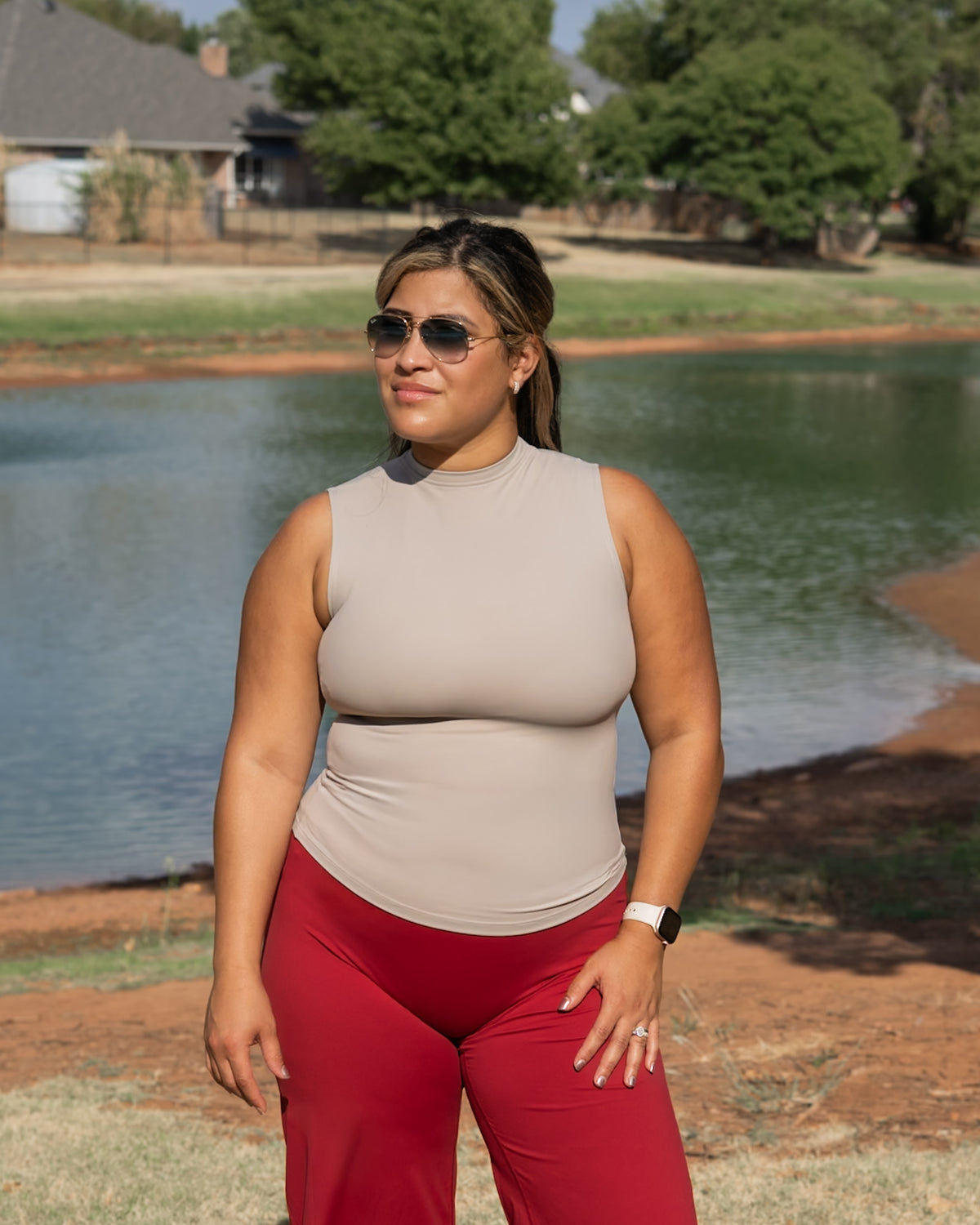 Contour High Neck Tank- Agate