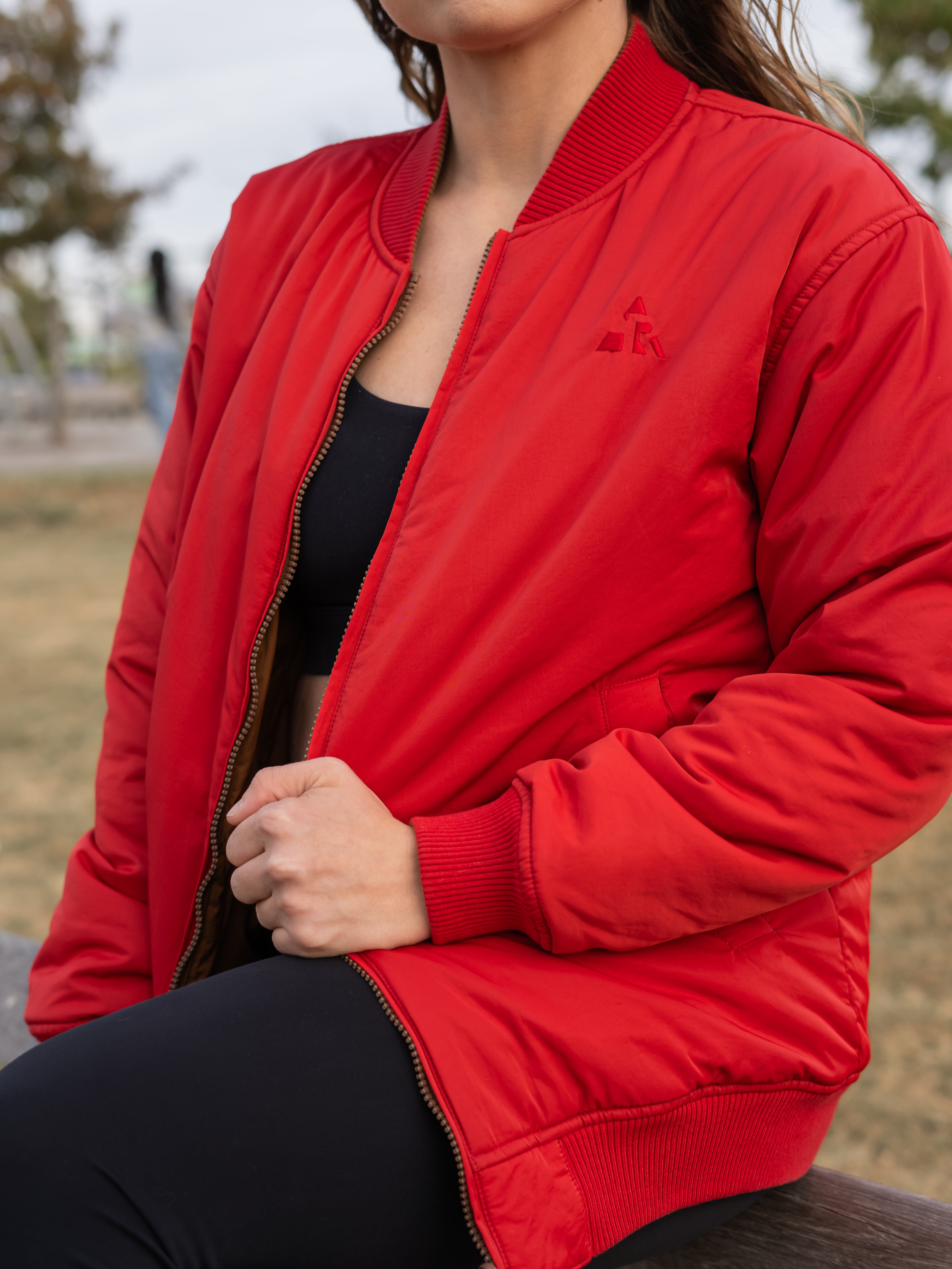 Reversible Bomber Jacket- Cocoa/Cherry