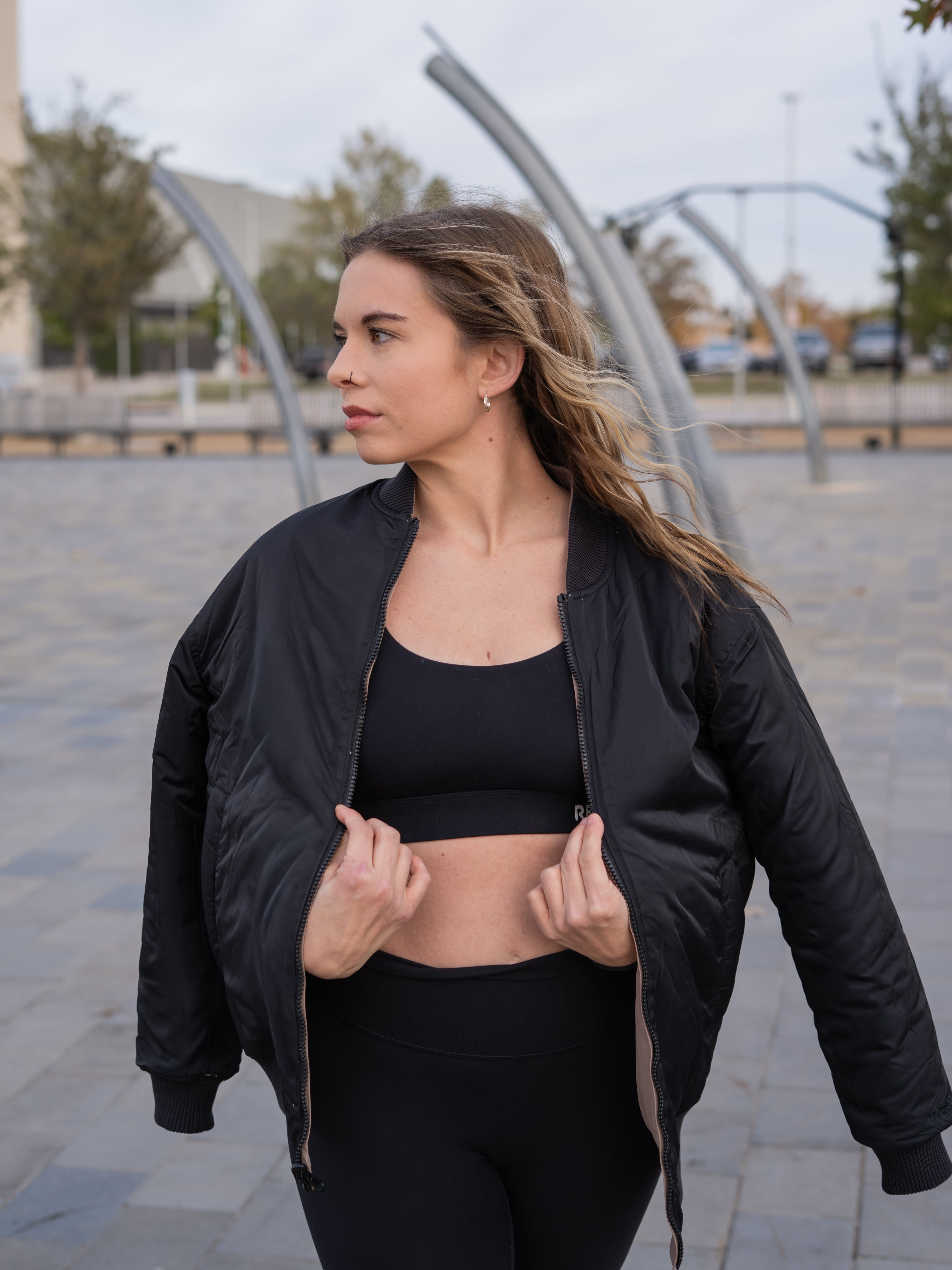 Reversible Bomber Jacket- Onyx/Mocha