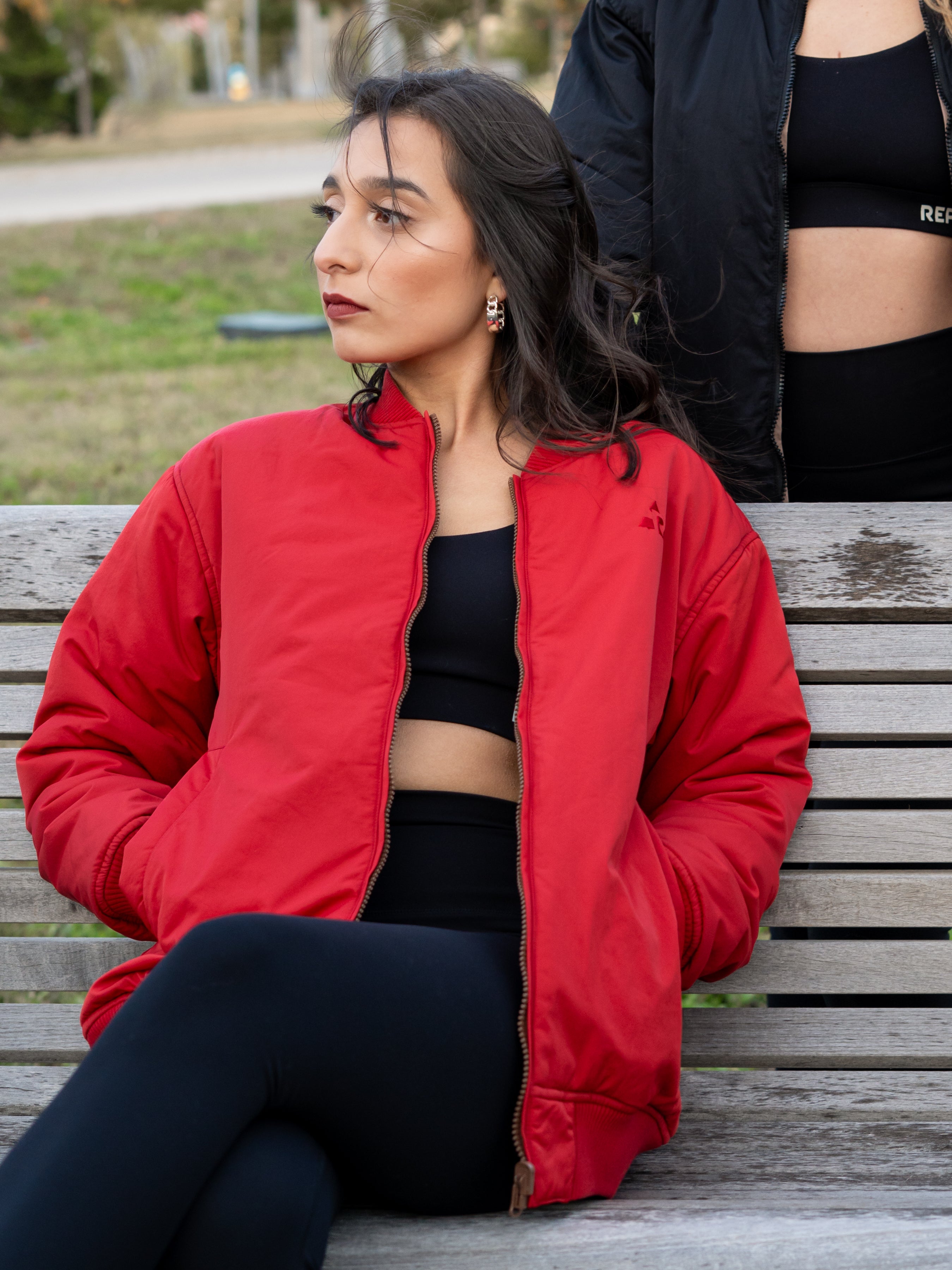 Reversible Bomber Jacket- Cocoa/Cherry