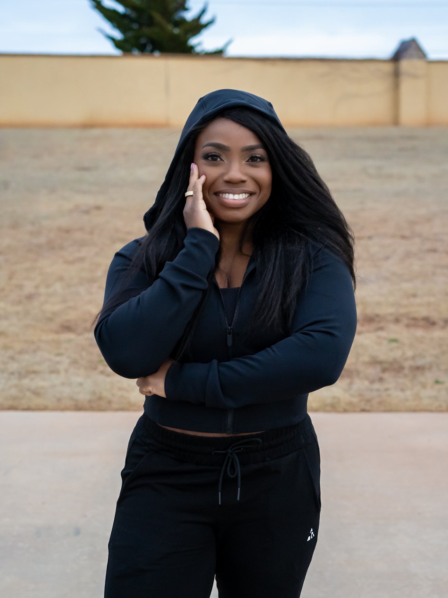 Breath Easy Cropped Zip Hoodie- Onyx