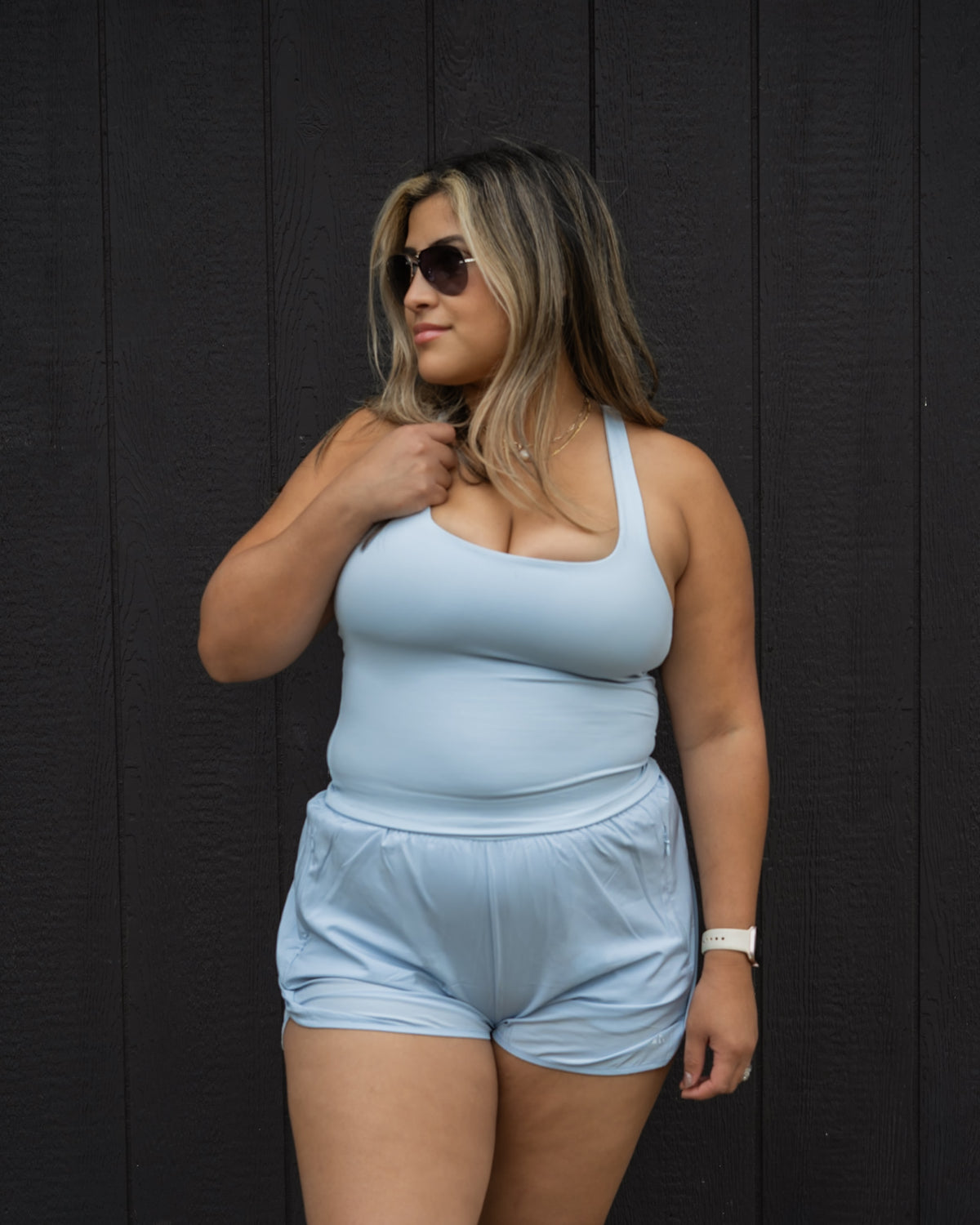 Pace Cropped Active Tank- Baby blue