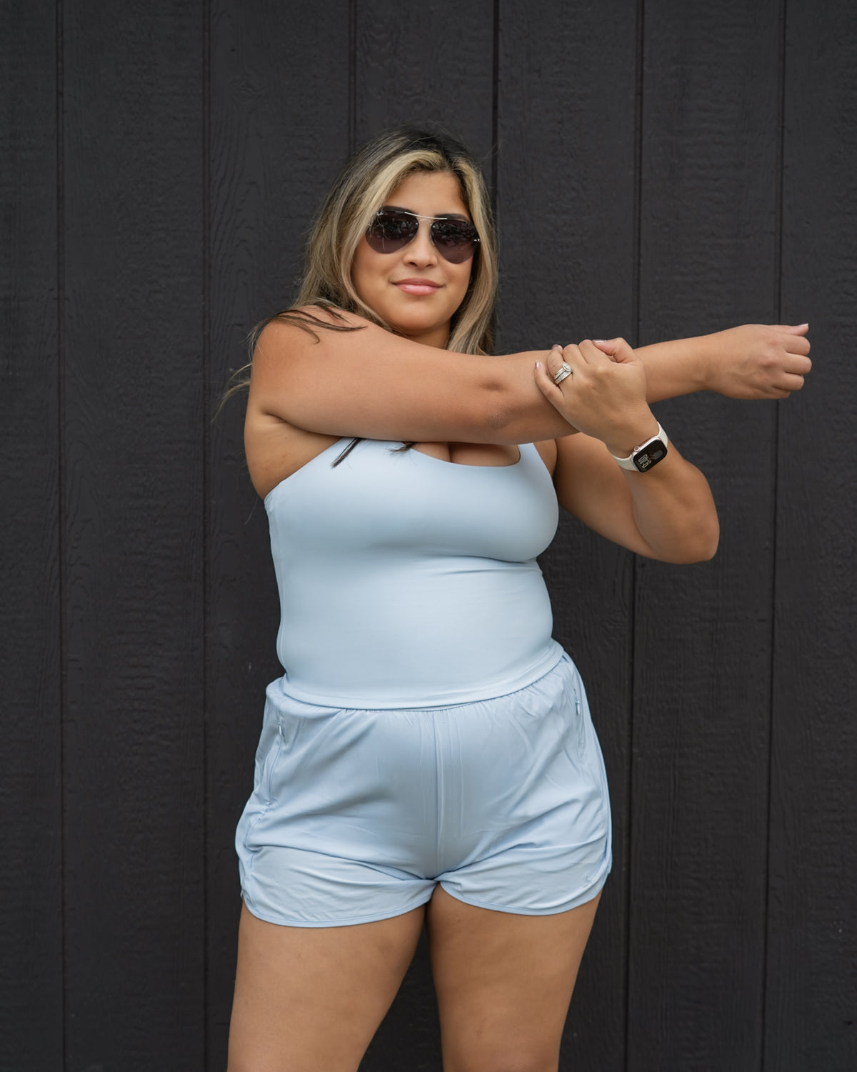Pace Cropped Active Tank- Baby blue