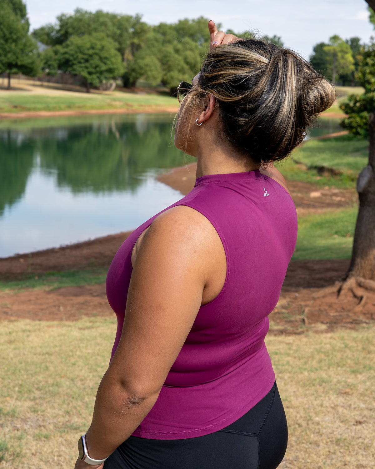 Contour High Neck Tank- Fuchsia