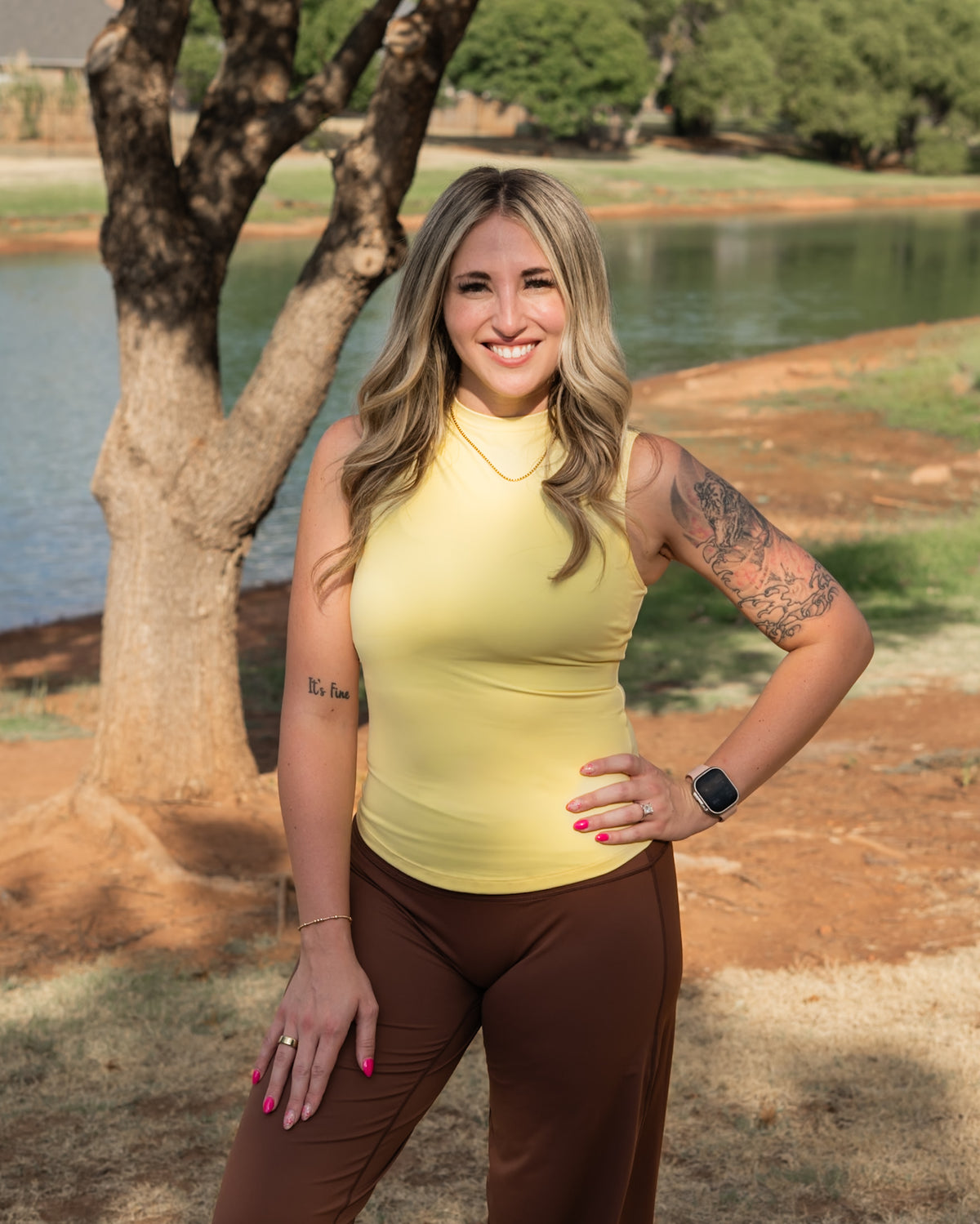 Contour High Neck Tank- Butter Yellow