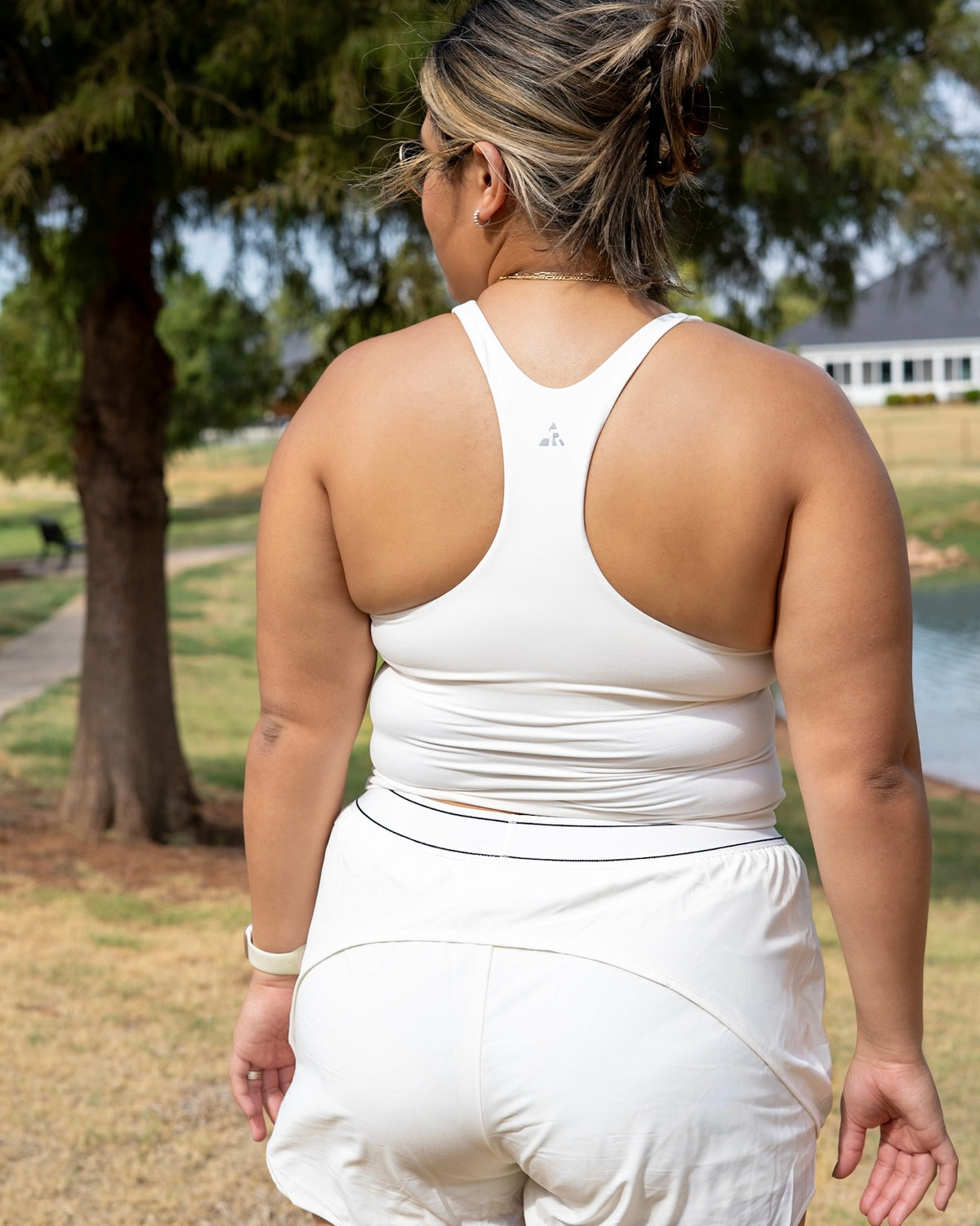 Pace Cropped Active Tank- White