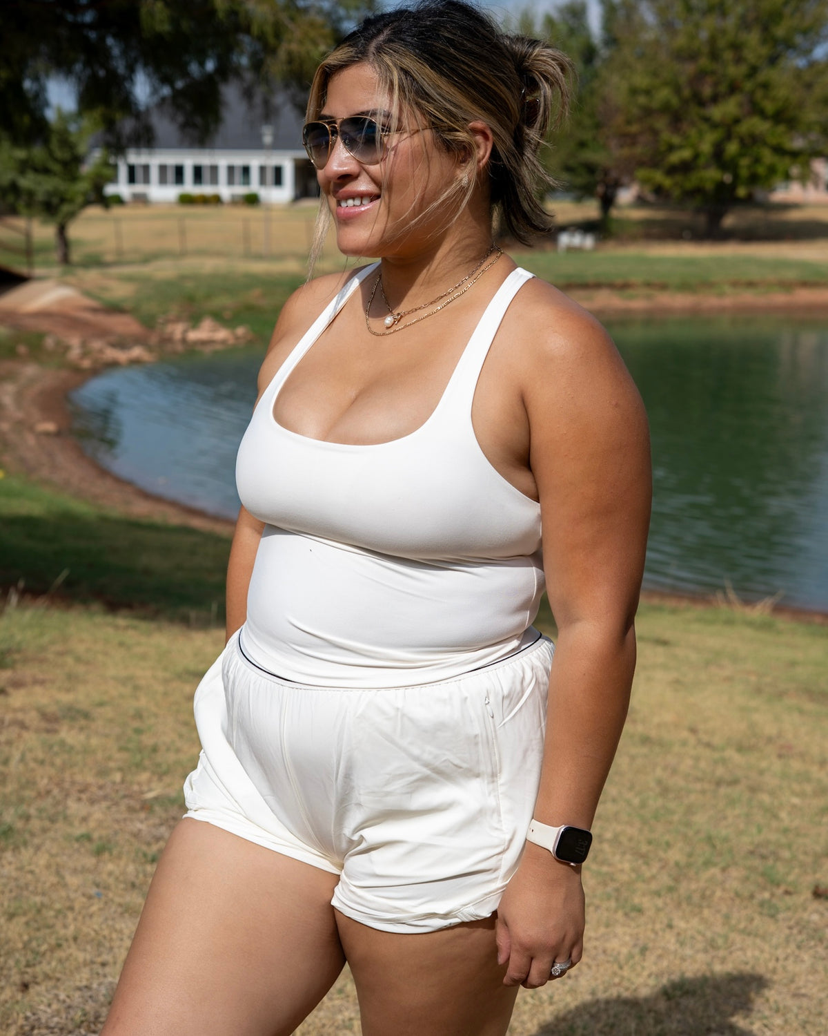 Pace Cropped Active Shorts- White