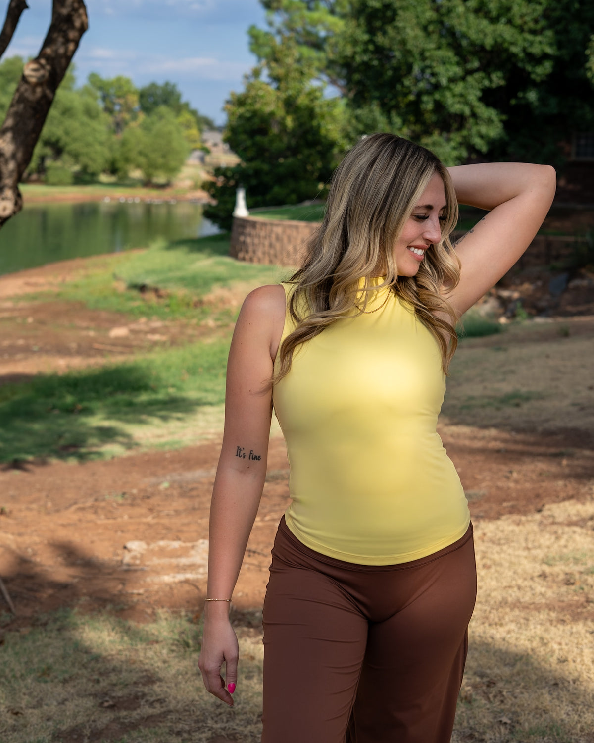 Contour High Neck Tank- Butter Yellow
