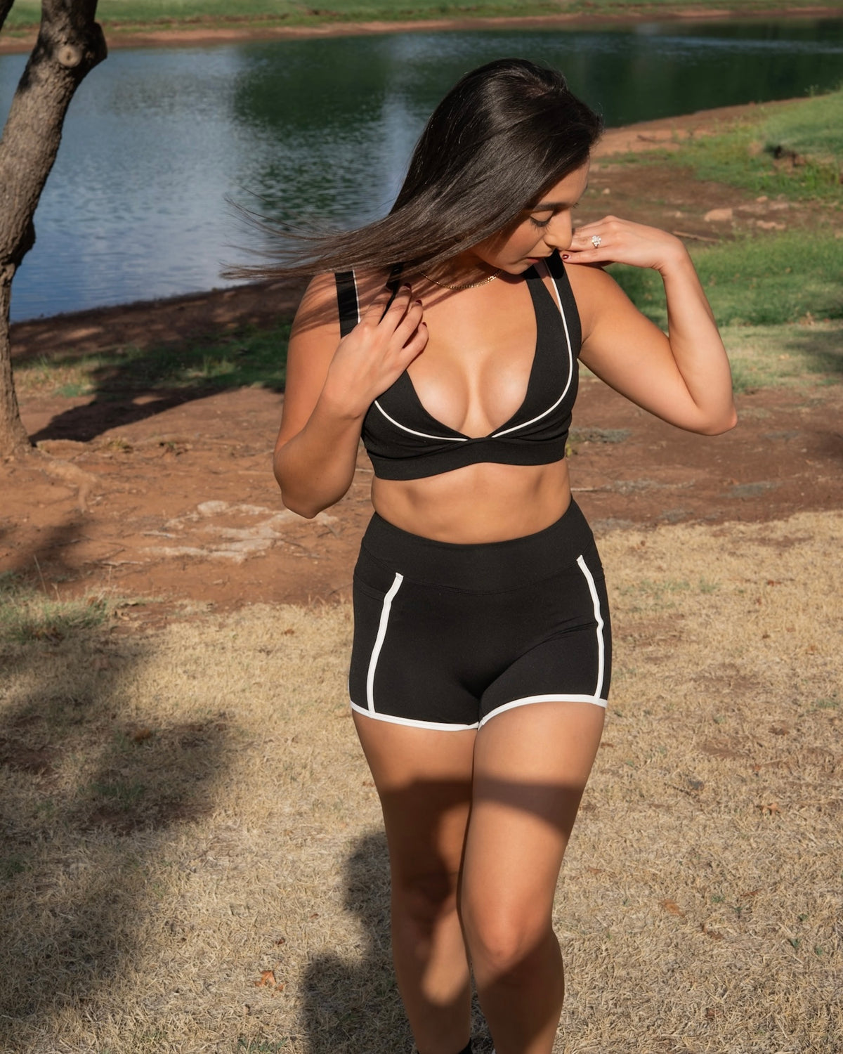 Trackside Contrast Running Shorts- Black