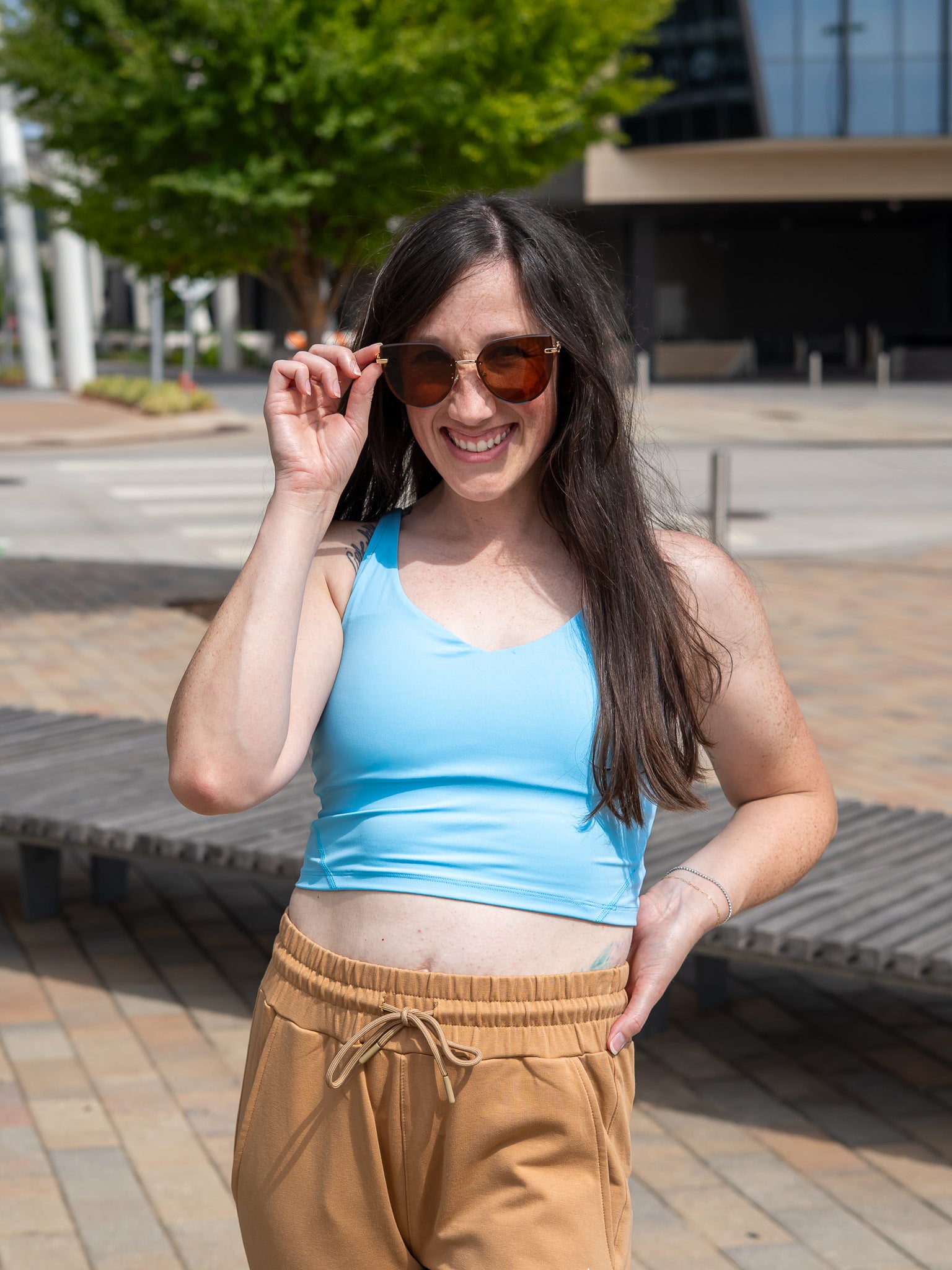Eclipse Cropped Tank- Light Blue