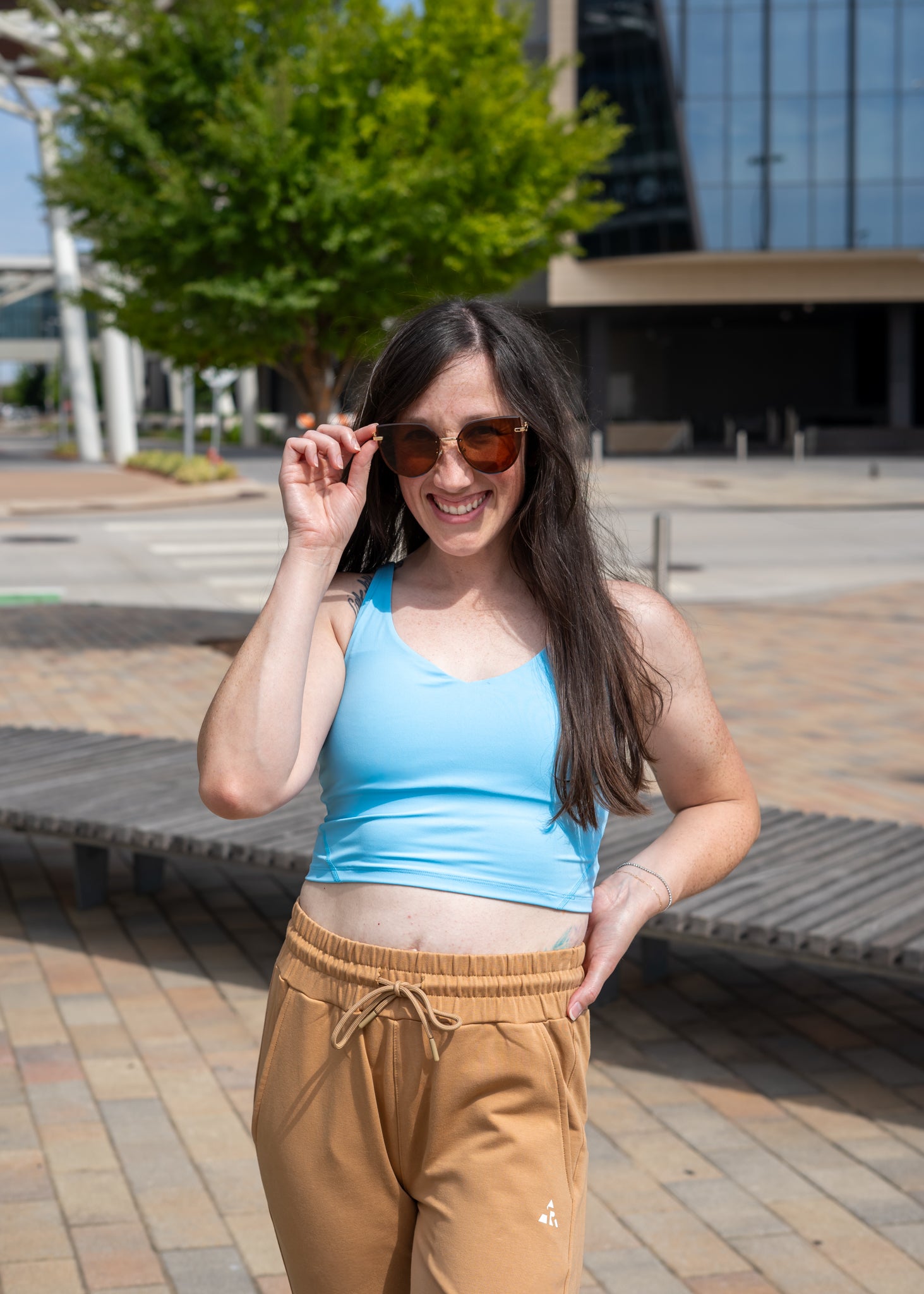 Eclipse Cropped Tank- Light Blue