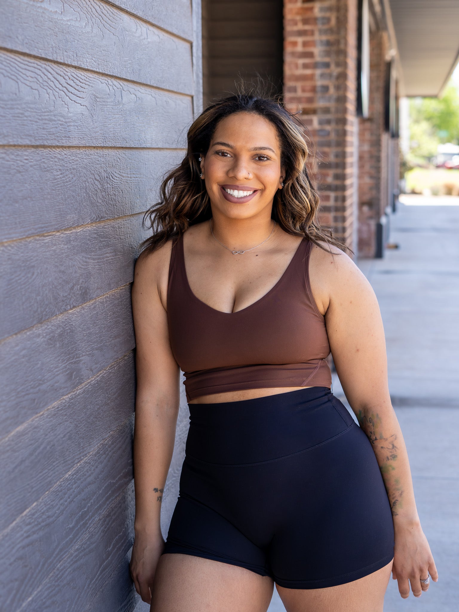 Eclipse Cropped Tank- Brown