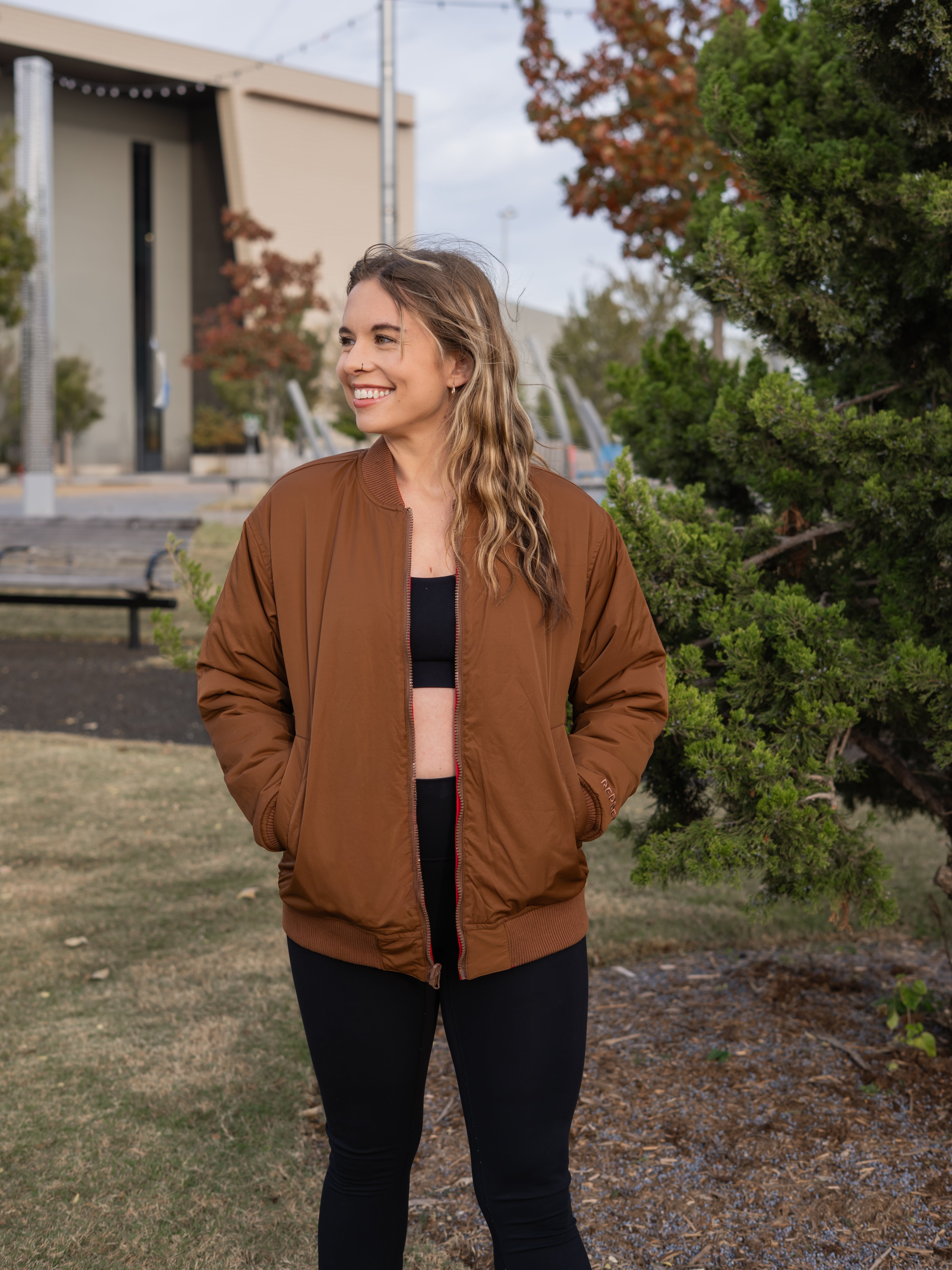 Reversible Bomber Jacket- Cocoa/Cherry