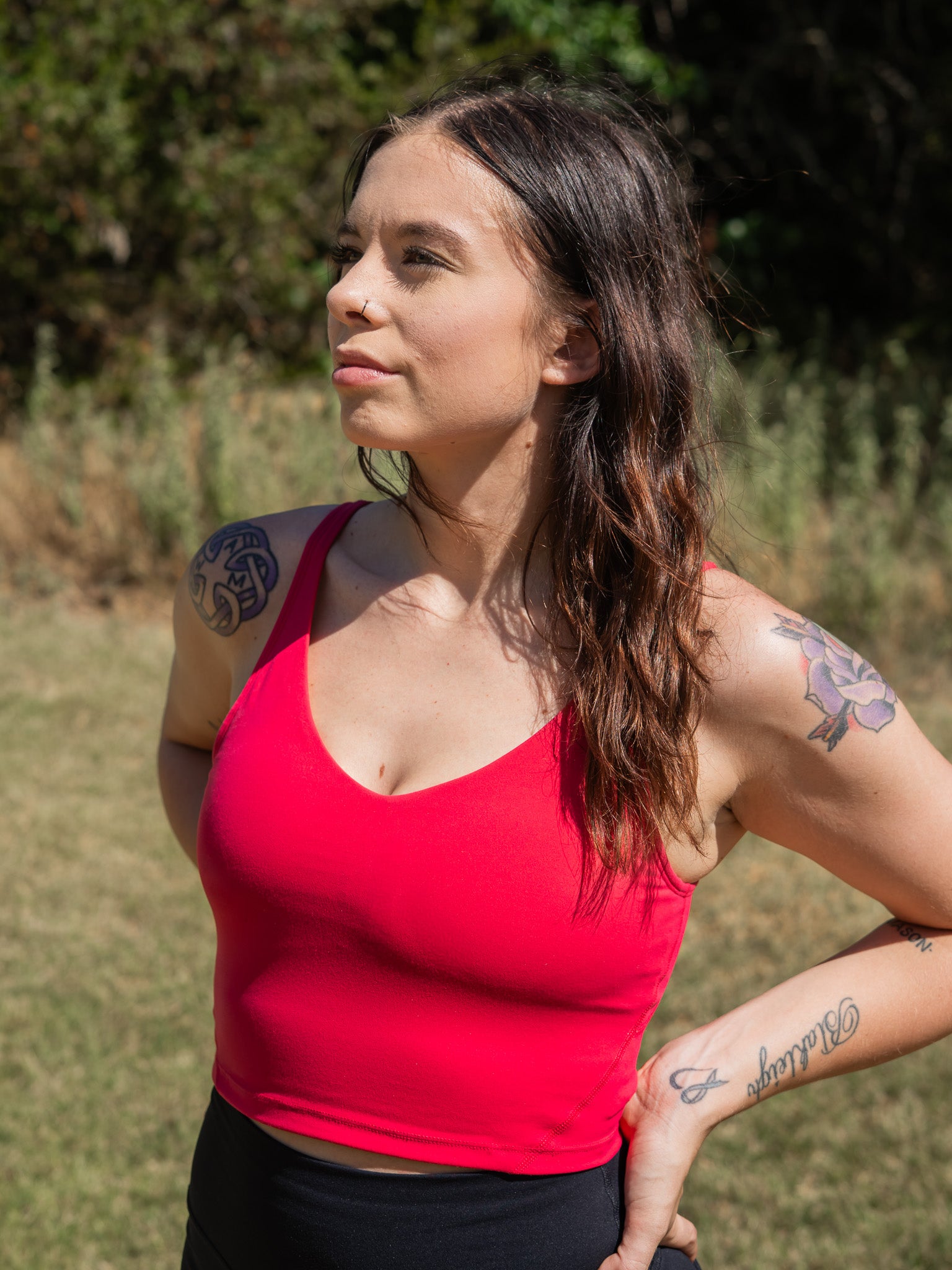Eclipse Cropped Tank- Rasberry