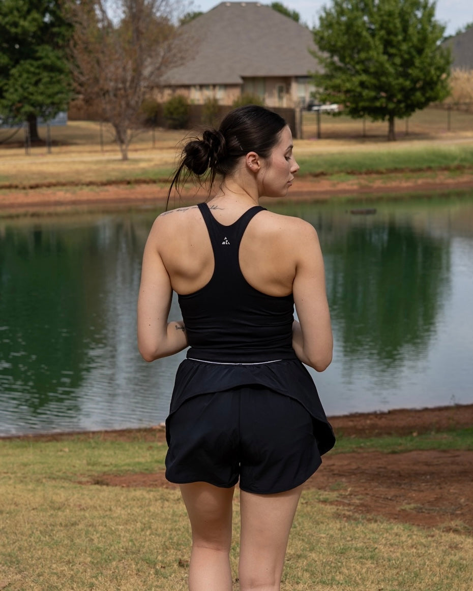 Pace Cropped Active Tank- Black